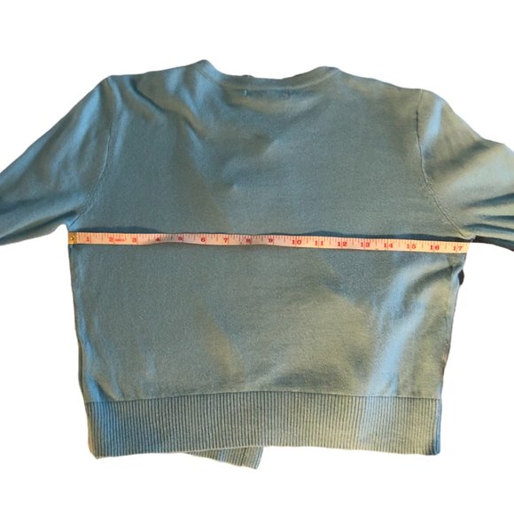 Chaps Light Green Crop Long Sleeve Cardigan-XS - Picture 6 of 7